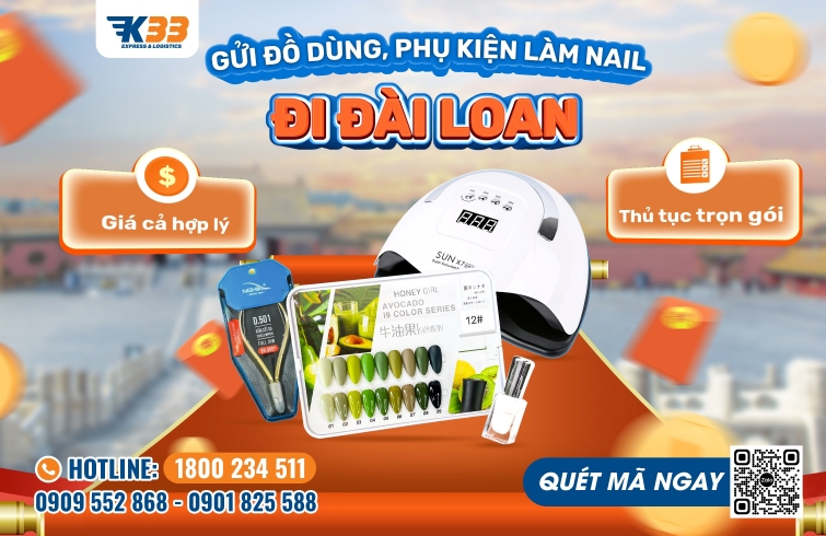 gửi phụ kiện nail đi Đài Loan trọn gói